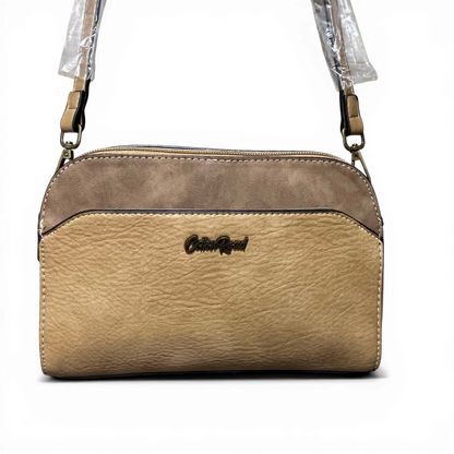 Cotton Road Sling Bag khaki PU leather with matching wallet set