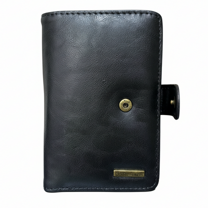 Cotton Road Wallet: Medium BLACK PU Leather with CLIP front view