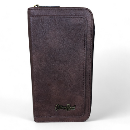 Cotton Road Wallet: Large BROWN PU Leather Wallet with DUAL STORAGE
