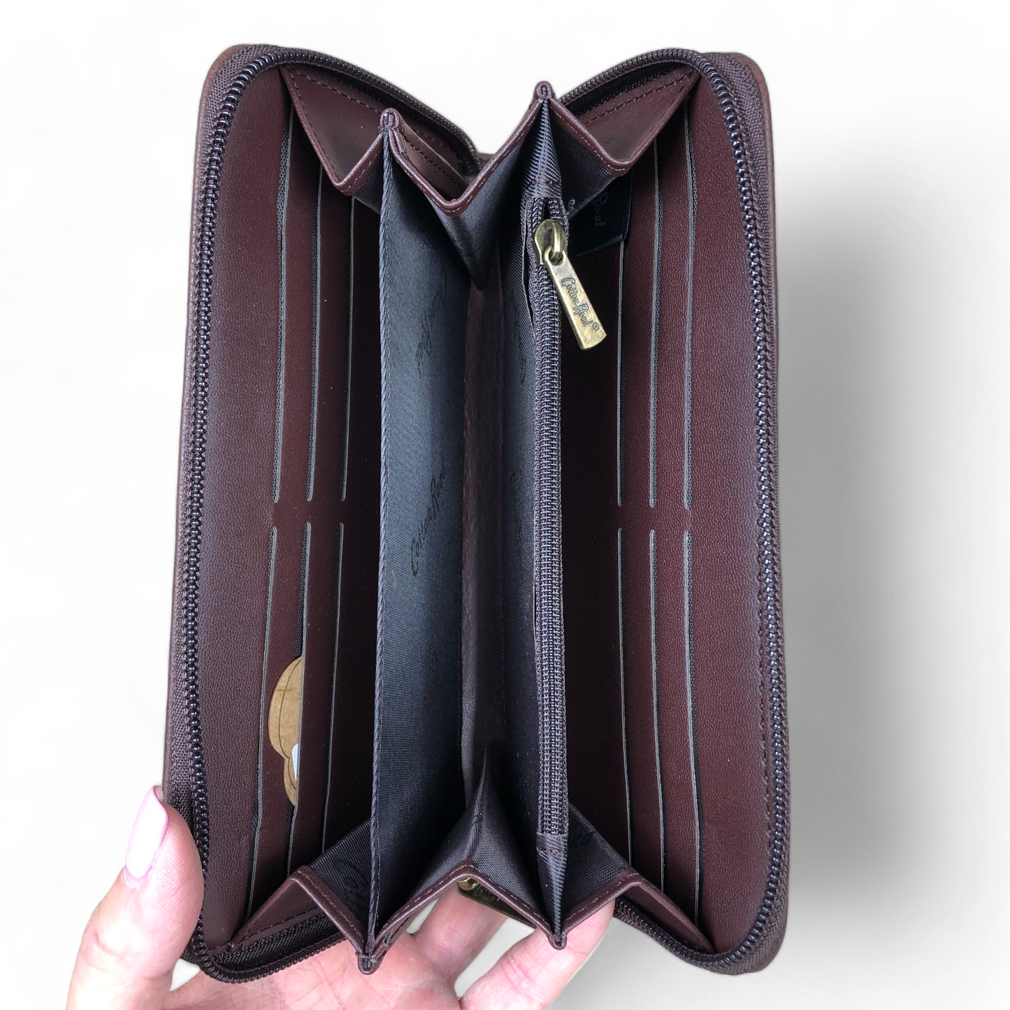 Cotton Road Wallet: Large BROWN PU Leather Wallet with DUAL STORAGE