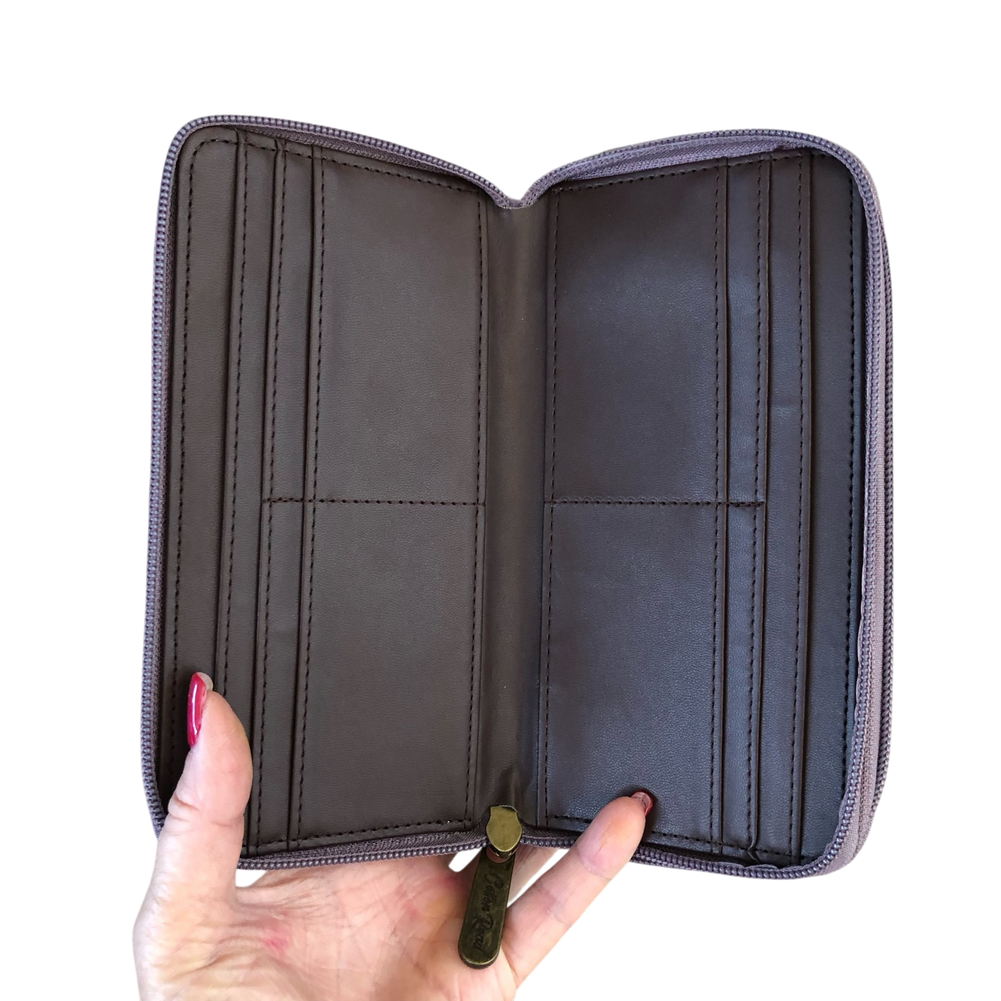 Large purple floral PVC Cotton Road Wallet with multiple compartments and card slots