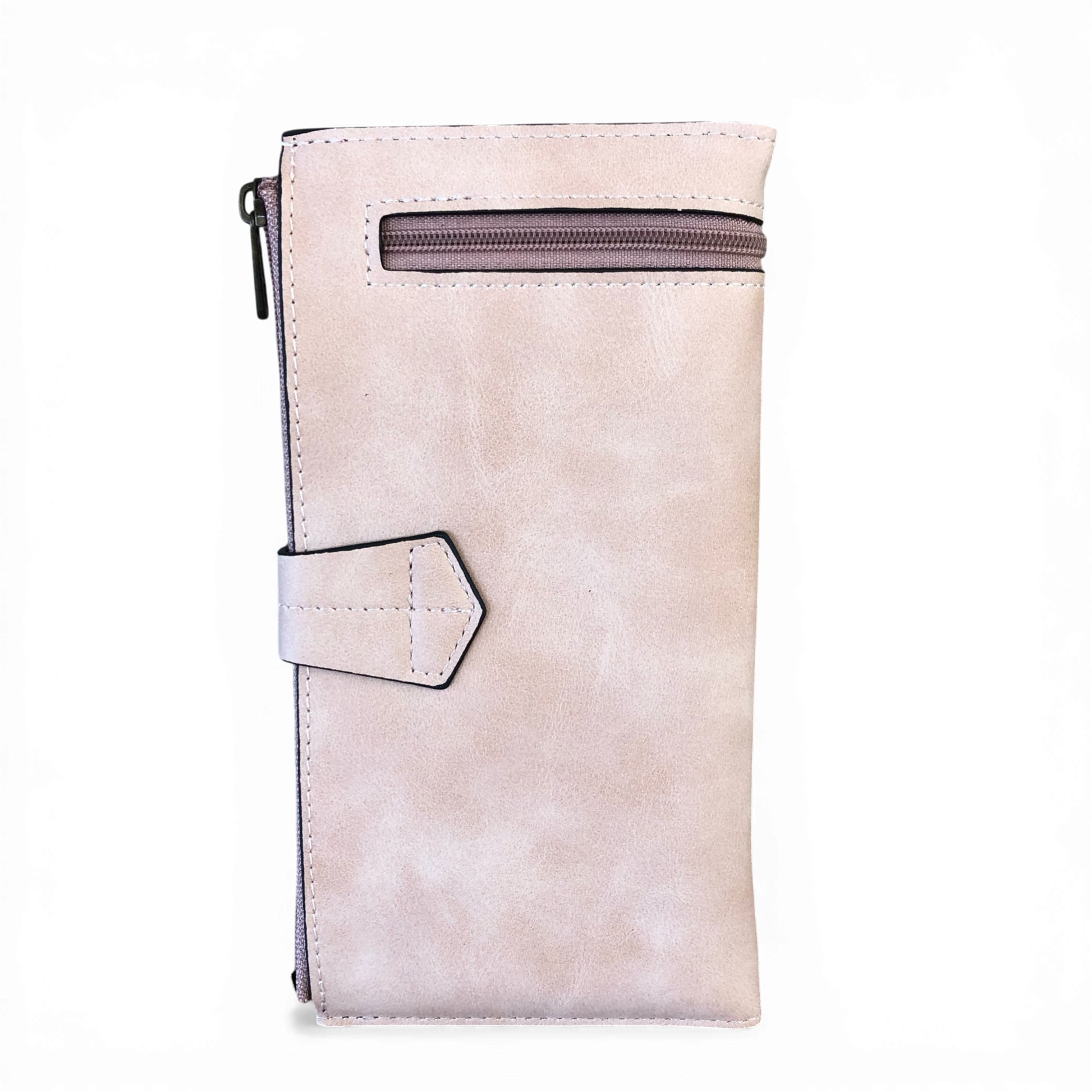 Cotton Road Wallet large pink PU leather with exterior zip pocket and multiple compartments