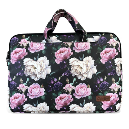 BLACK FLORAL Cotton Road PVC Laptop Bag / Carry Sleeve with Padded Inner