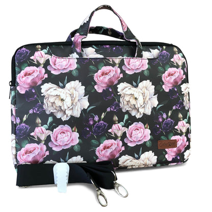 BLACK FLORAL Cotton Road PVC Laptop Bag / Carry Sleeve with Padded Inner