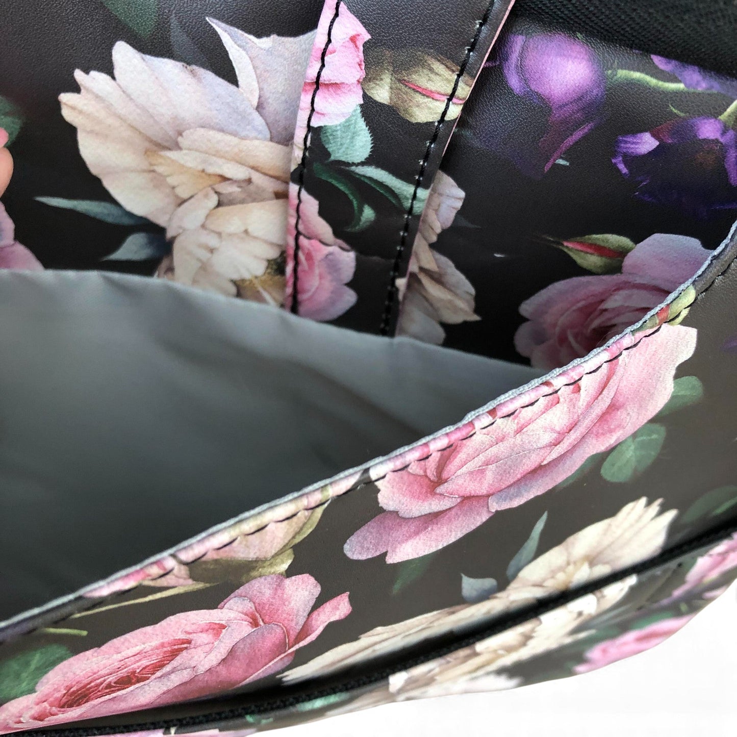 BLACK FLORAL Cotton Road PVC Laptop Bag / Carry Sleeve with Padded Inner