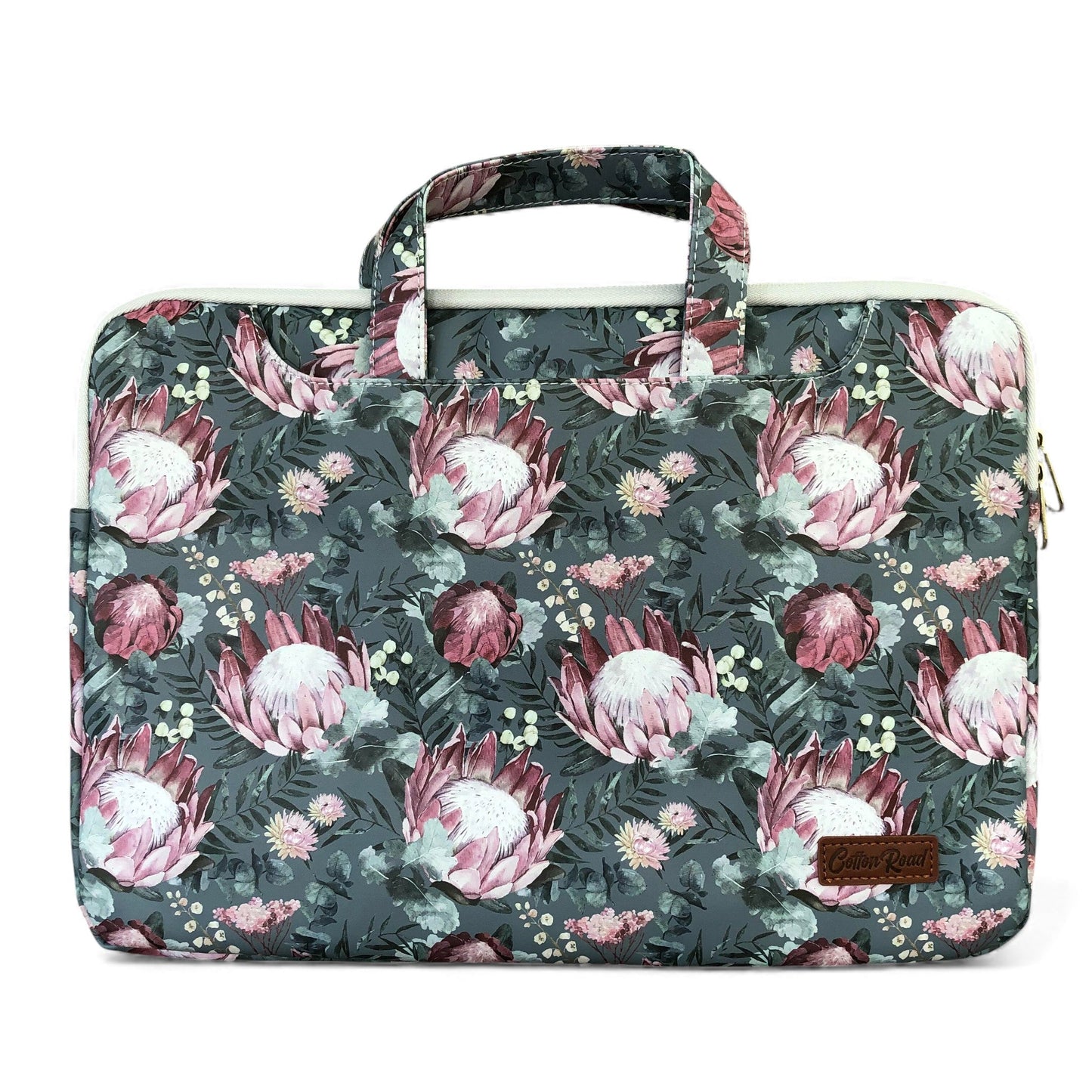 GREEN PROTEA Cotton Road PVC Laptop Bag / Carry Sleeve with Padded Inner