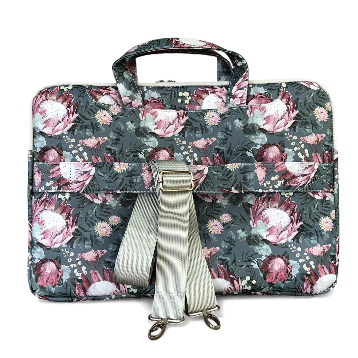 GREEN PROTEA Cotton Road PVC Laptop Bag / Carry Sleeve with Padded Inner