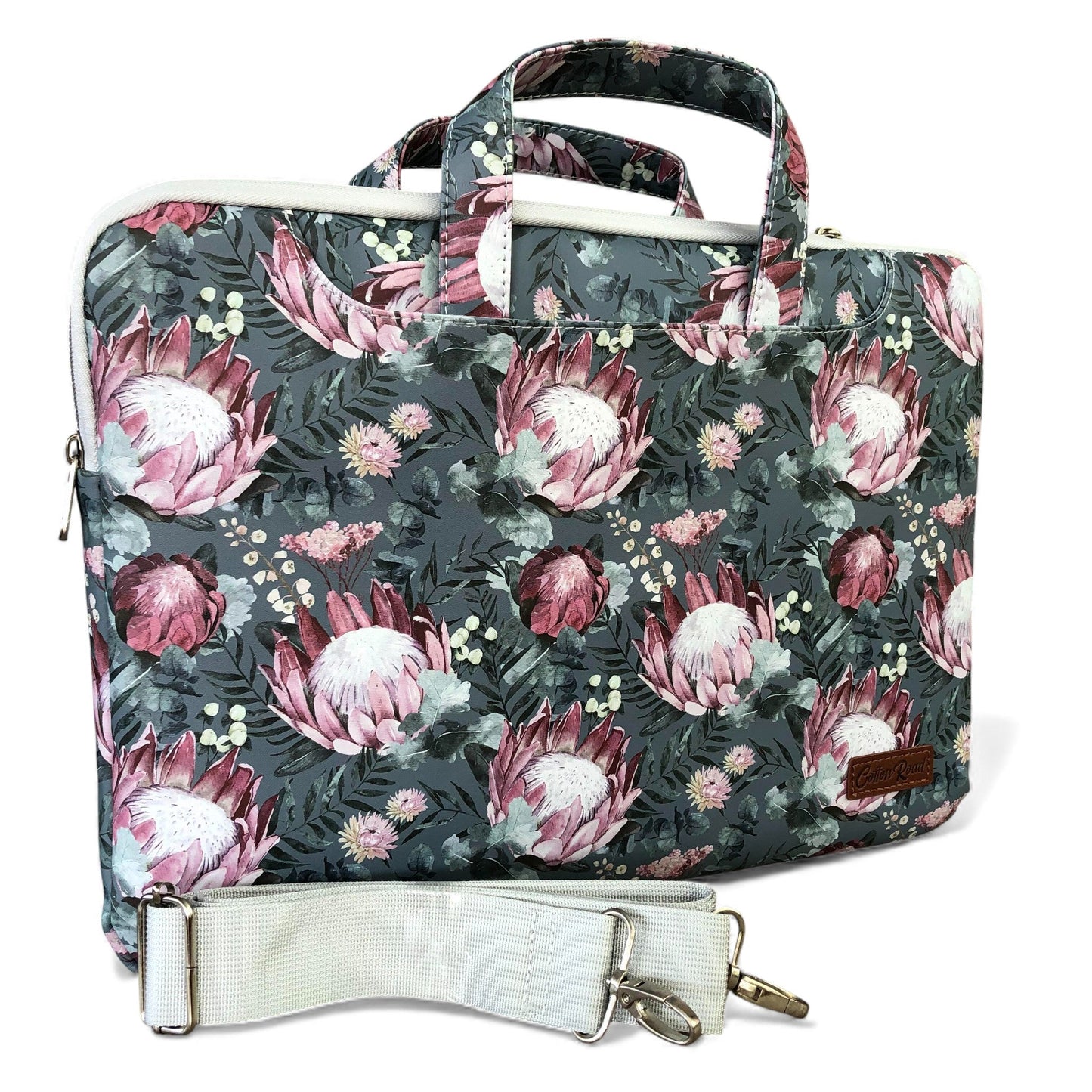 GREEN PROTEA Cotton Road PVC Laptop Bag / Carry Sleeve with Padded Inner