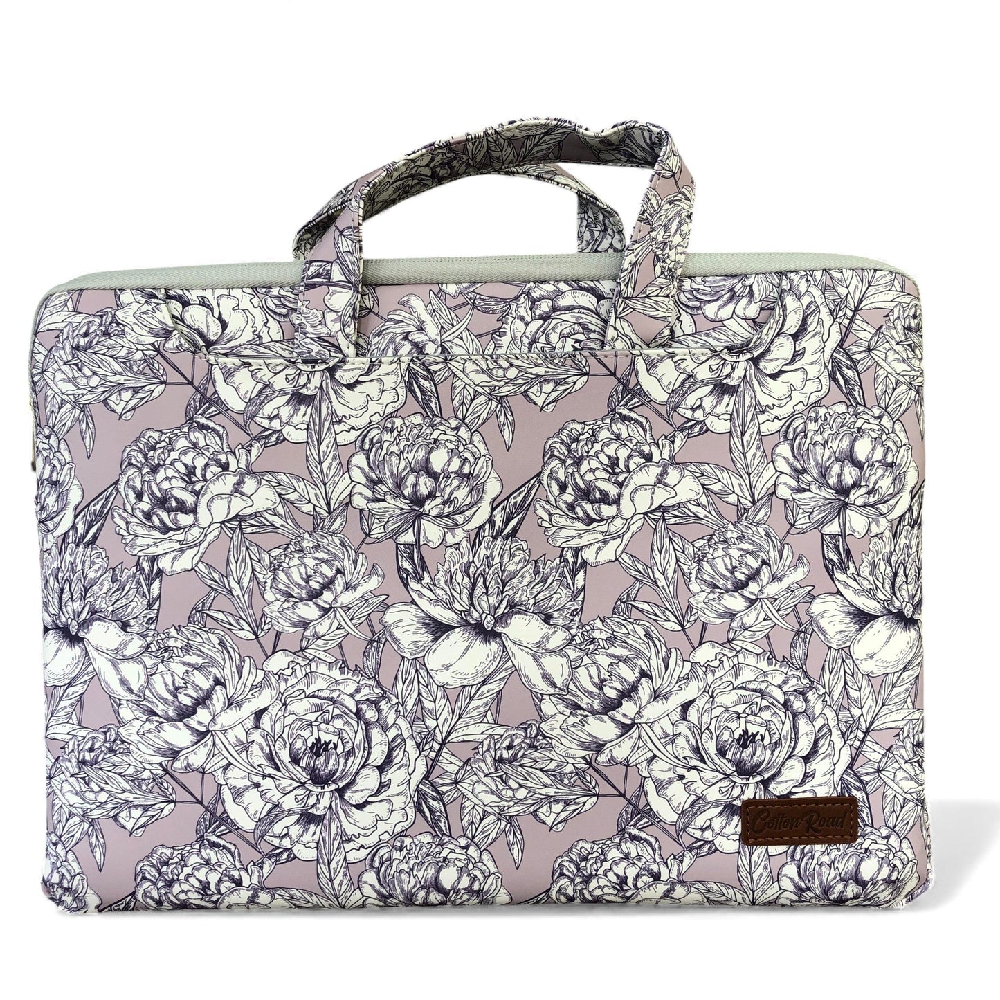 LILAC FLORAL Cotton Road PVC Laptop Bag / Carry Sleeve with Padded Inner