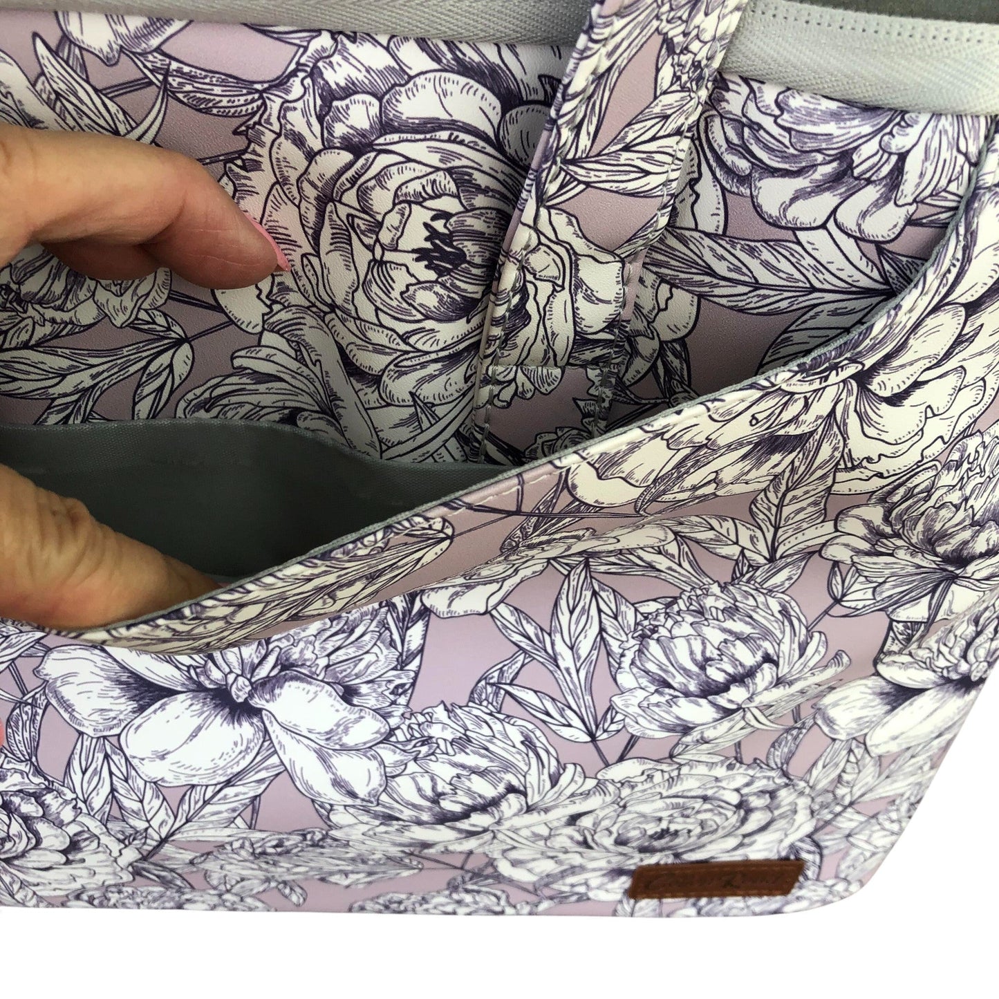 LILAC FLORAL Cotton Road PVC Laptop Bag / Carry Sleeve with Padded Inner