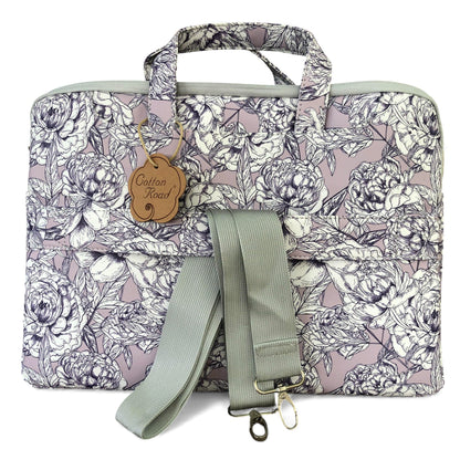 LILAC FLORAL Cotton Road PVC Laptop Bag / Carry Sleeve with Padded Inner