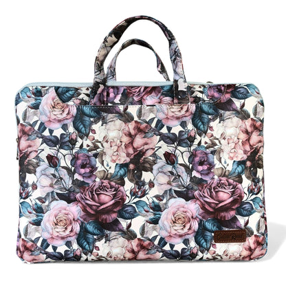 PINK FLORAL Cotton Road PVC Laptop Bag / Carry Sleeve with Padded Inner