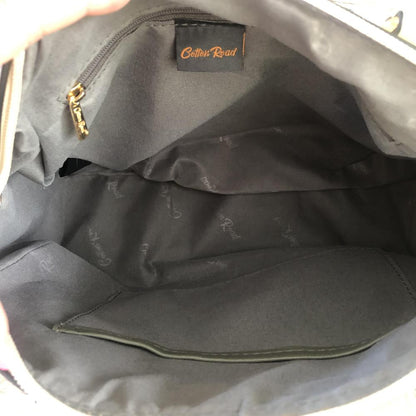 IVORY Cotton Road PU Leather Barrel Handbag with FLORAL Panel