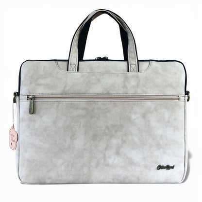 Cotton Road Laptop Bag: KHAKI PU Leather 15'6 Padded Laptop Bag / Carry Sleeve