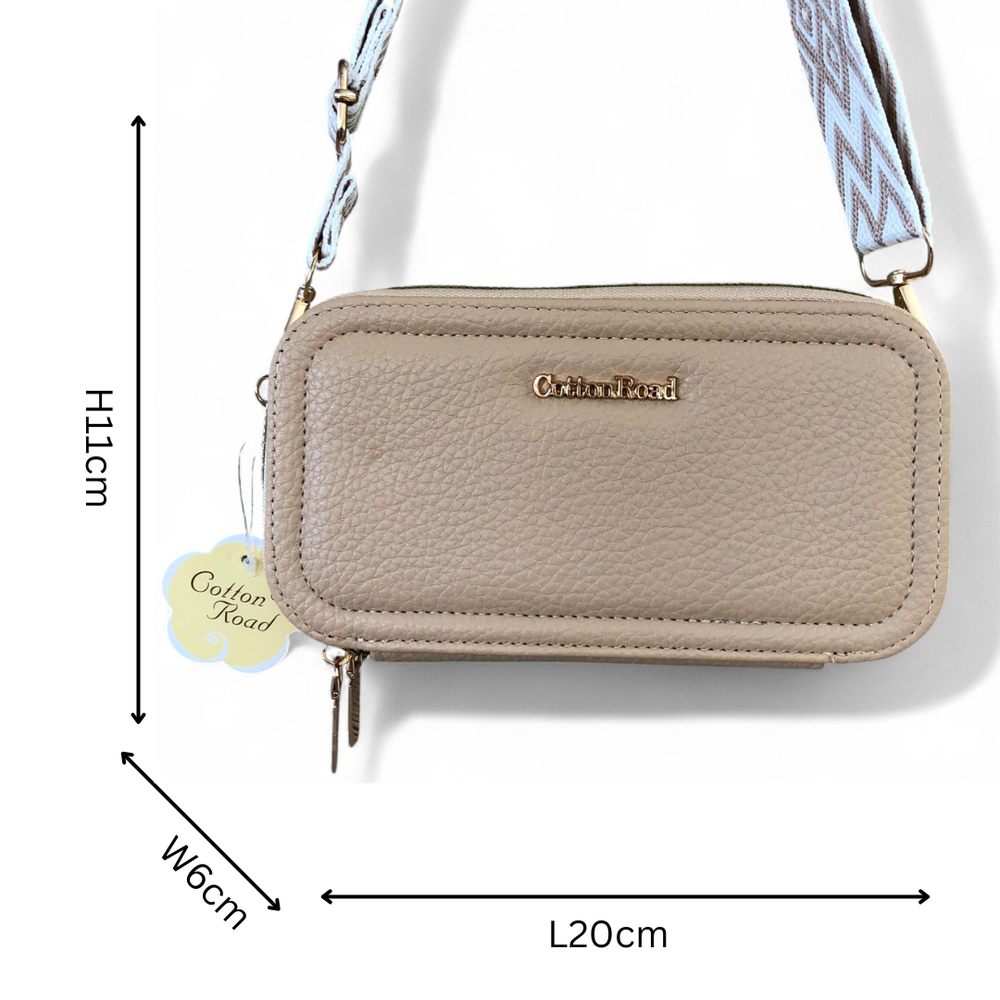 KHAKI Cotton Road PU Leather Cellphone Sling Wallet