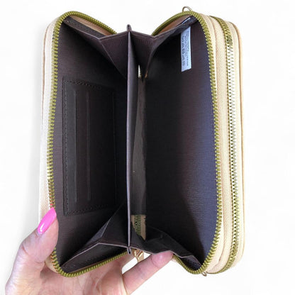 KHAKI Cotton Road PU Leather Cellphone Sling Wallet