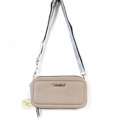 KHAKI Cotton Road PU Leather Cellphone Sling Wallet