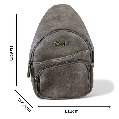 KHAKI Cotton Road PU Leather Cross Body Bag / Mini Backpack