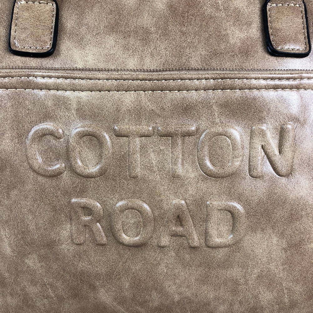 KHAKI EMBOSSED PU Leather Cotton Road Handbag