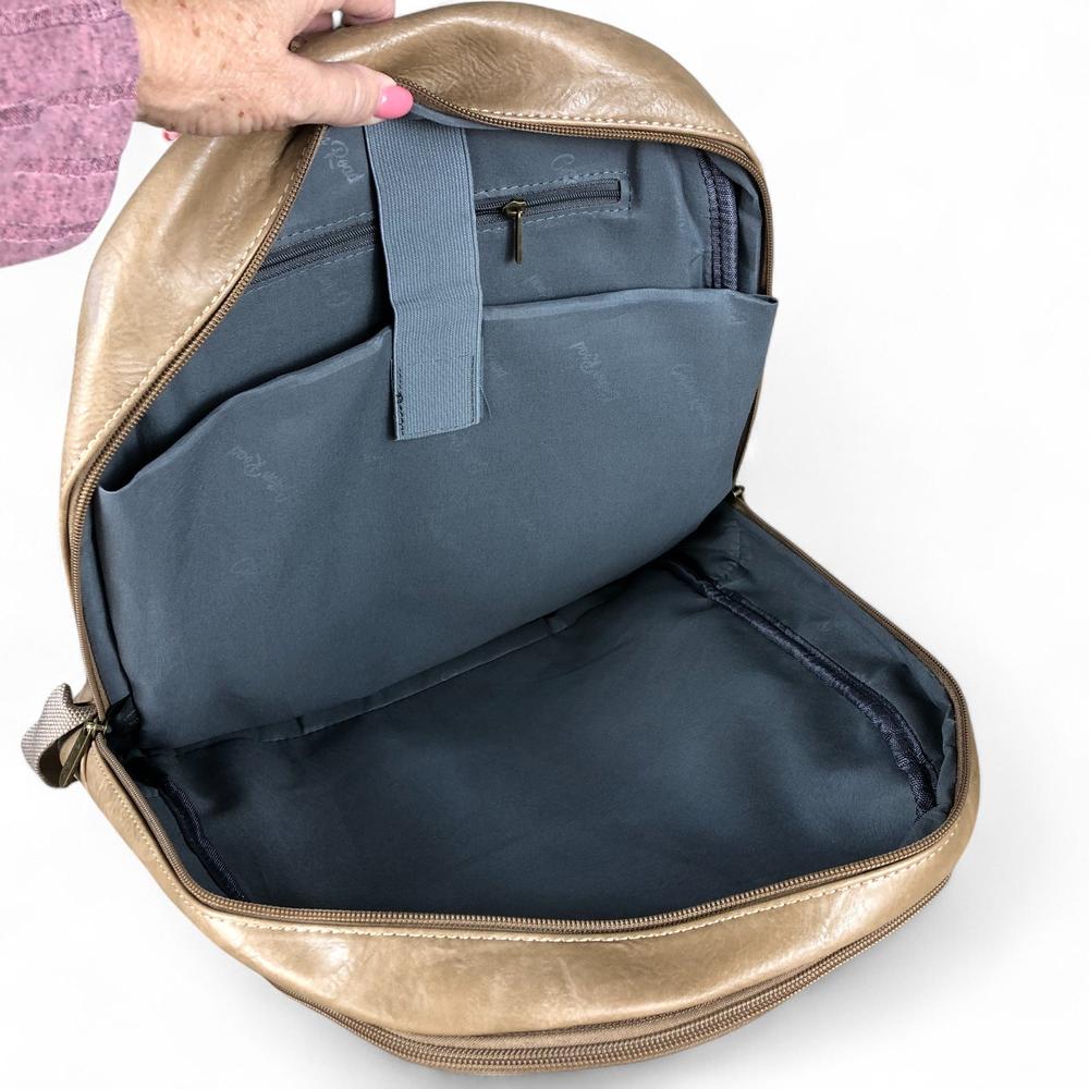 KHAKI FLORAL PU Leather Cotton Road Backpack