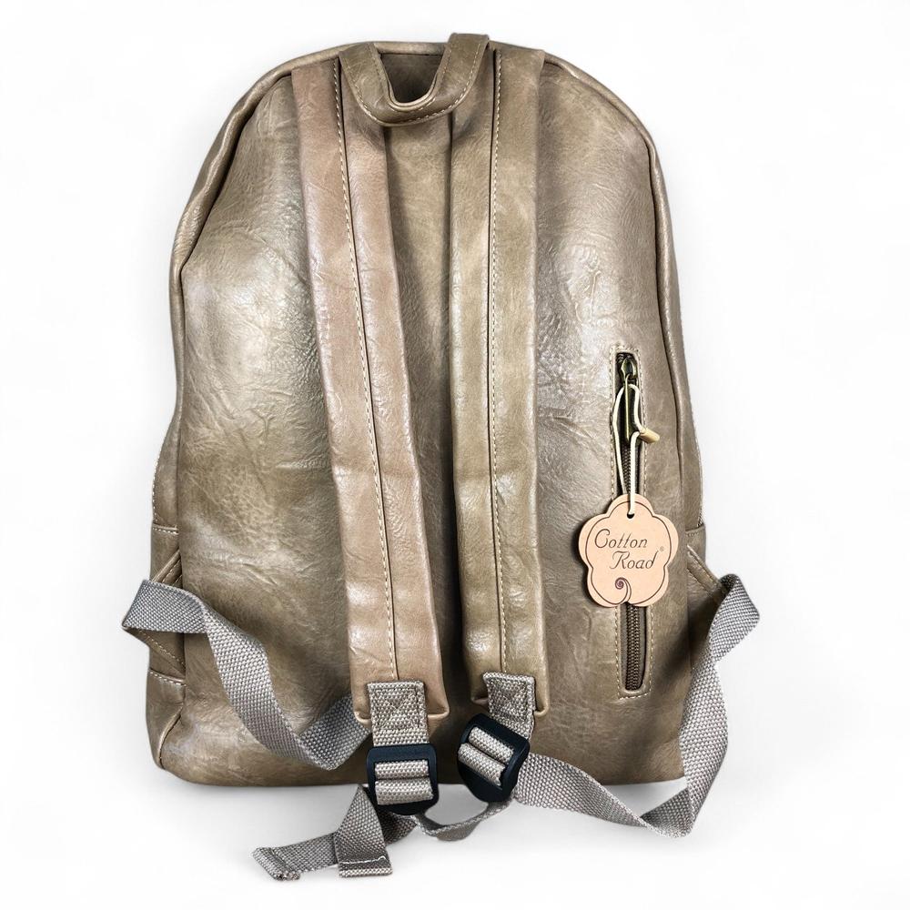 KHAKI FLORAL PU Leather Cotton Road Backpack