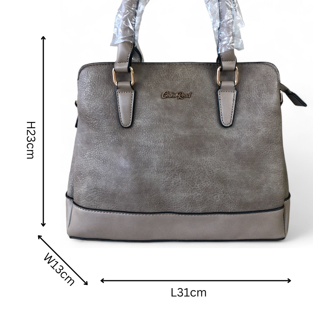 KHAKI PU Leather Cotton Road Handbag