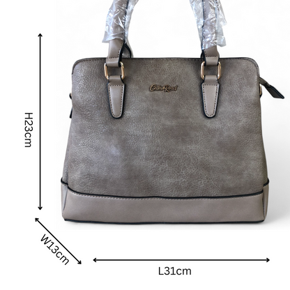 KHAKI PU Leather Cotton Road Handbag