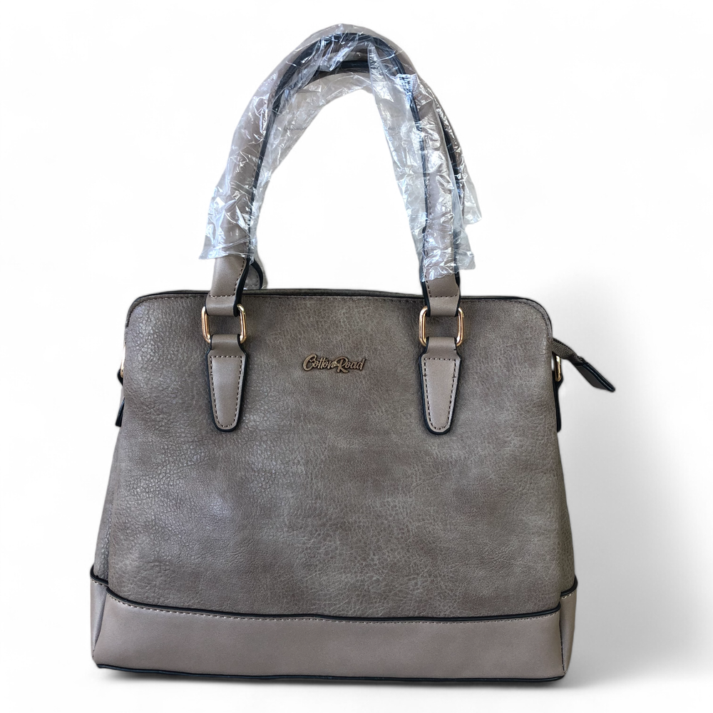 KHAKI PU Leather Cotton Road Handbag