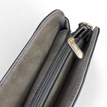 KHAKI PU Leather Cotton Road Handbag zip