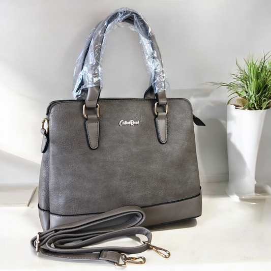 KHAKI PU Leather Cotton Road Handbag