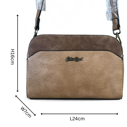 KHAKI PU Leather Cotton Road Sling Bag
