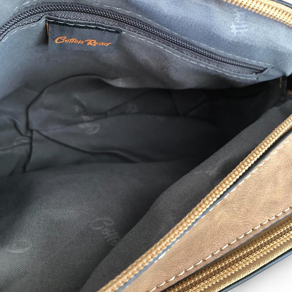 KHAKI PU Leather Cotton Road Sling Bag