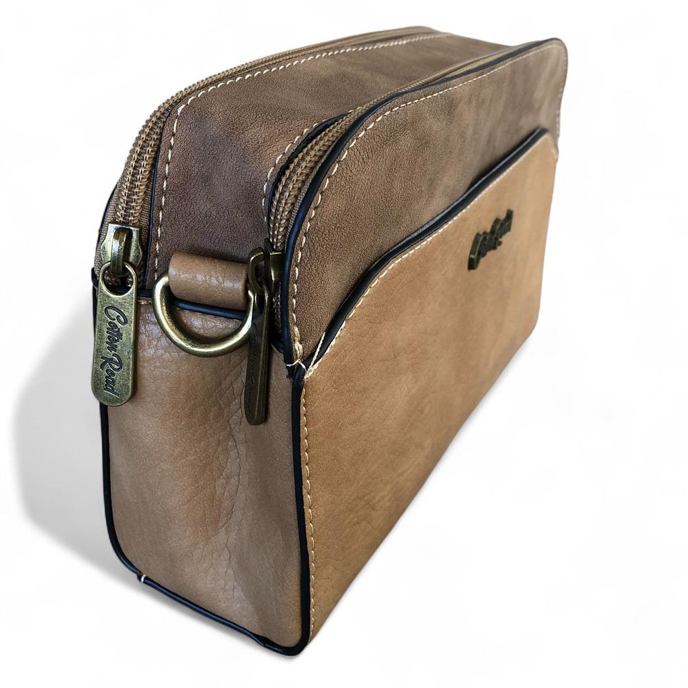 KHAKI PU Leather Cotton Road Sling Bag