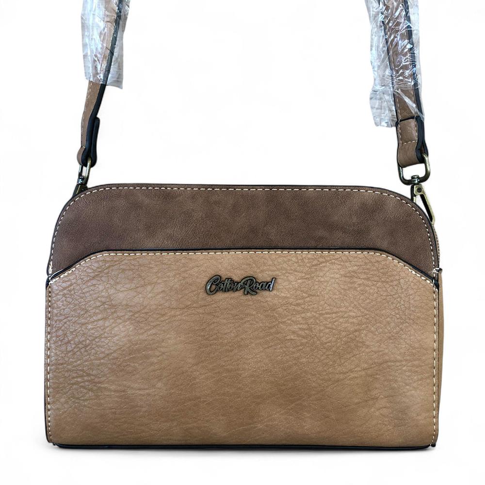 KHAKI PU Leather Cotton Road Sling Bag