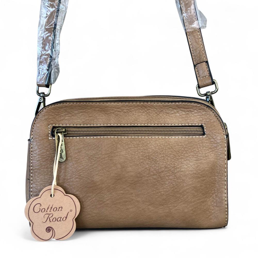 KHAKI PU Leather Cotton Road Sling Bag