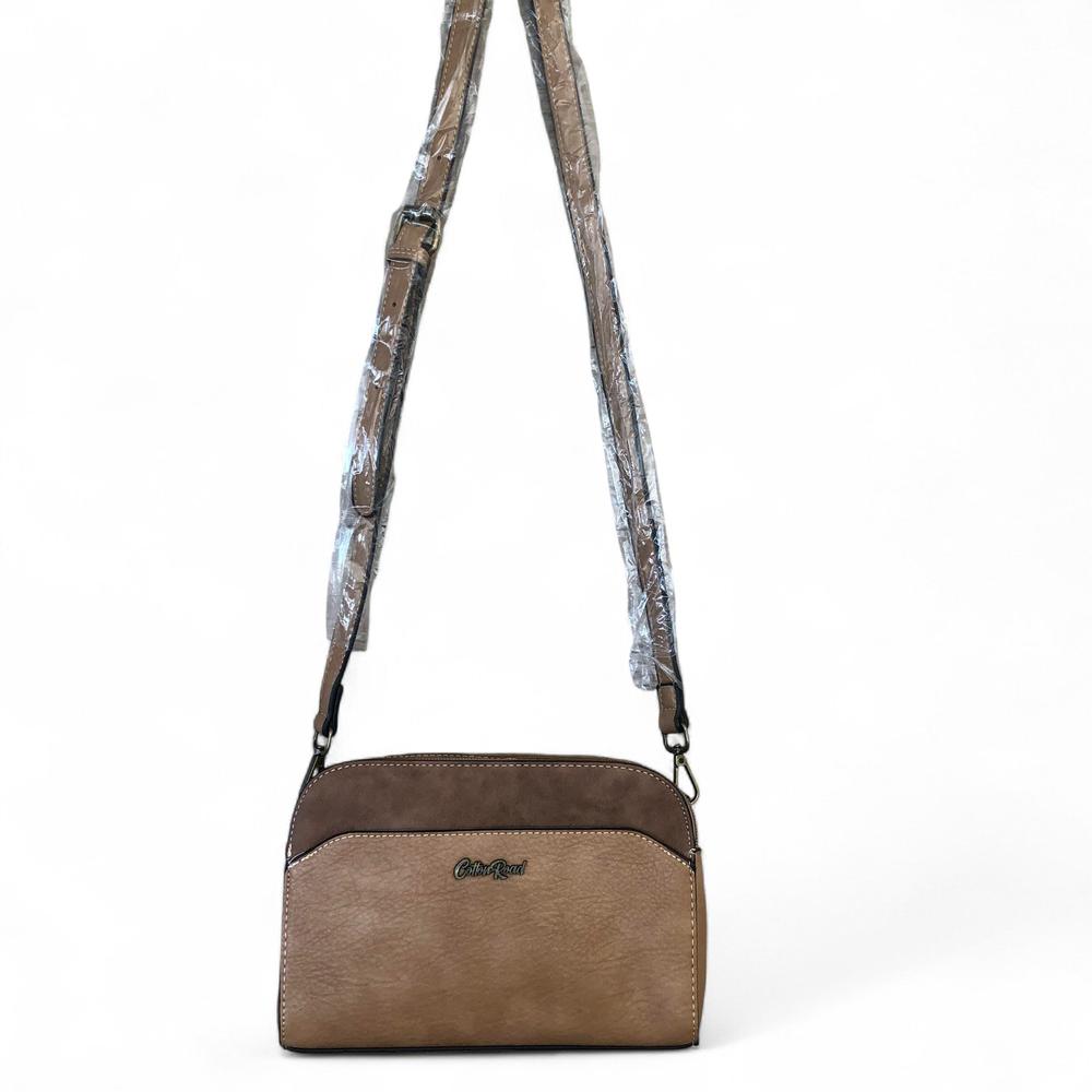 KHAKI PU Leather Cotton Road Sling Bag