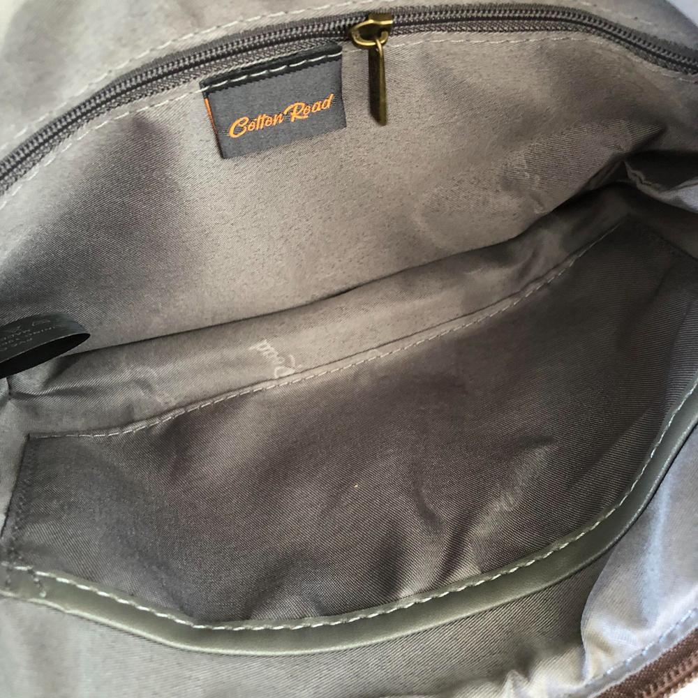 KHAKI PU Leather Cotton Road Sling Bag with TAG