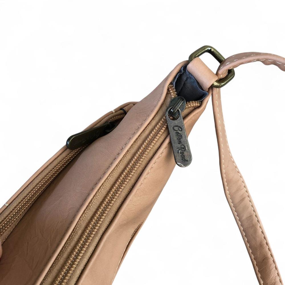 KHAKI PU Leather Cotton Road Sling Bag with TAG