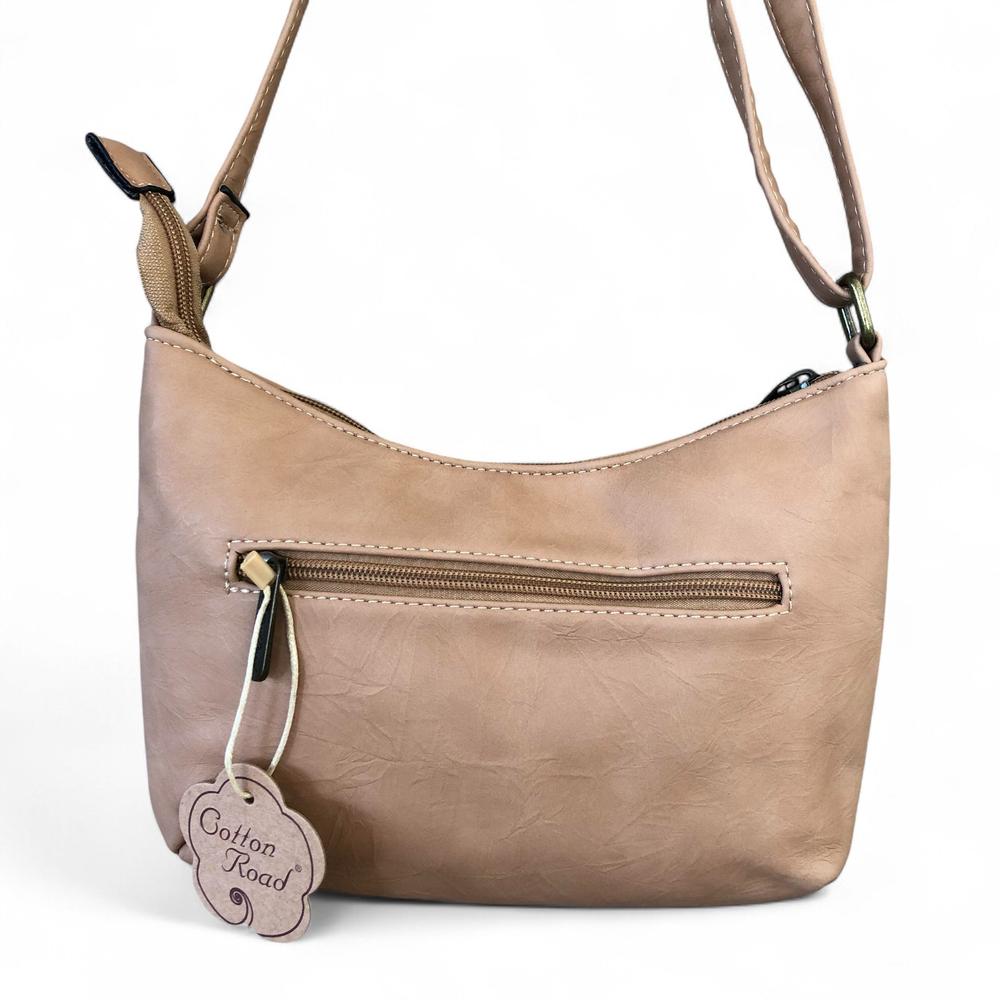 KHAKI PU Leather Cotton Road Sling Bag with TAG