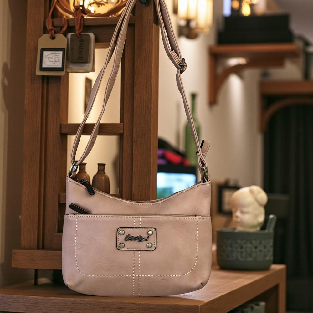 KHAKI PU Leather Cotton Road Sling Bag with TAG