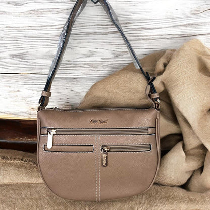 KHAKI PU Leather Cotton Road Sling Bag with TOPSTITCH