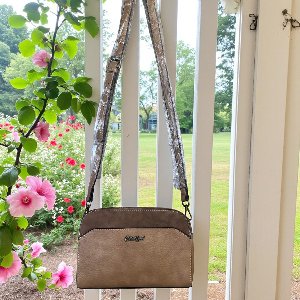 KHAKI PU Leather Cotton Road Sling Bag