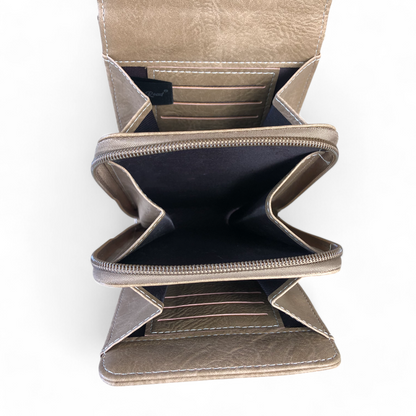 KHAKI PU Leather Mini Cotton Road Sling Bag