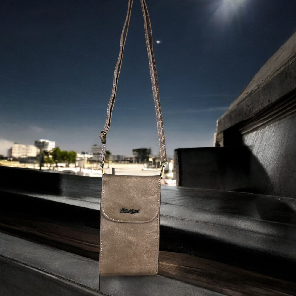 KHAKI PU Leather Mini Cotton Road Sling Bag