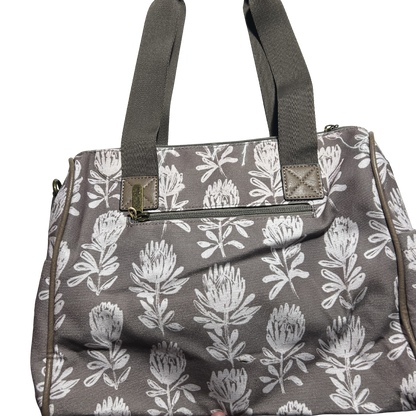 KHAKI/BROWN Canvas with PU Leather Trim, TWIN POCKETS and PROTEA back