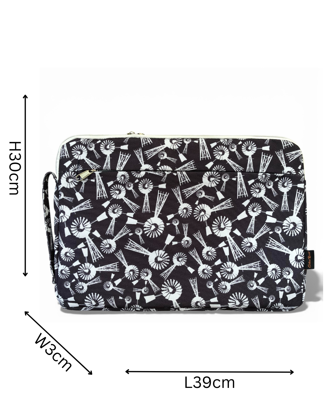 Cotton Road Laptop Bag in grey windmill canvas with grey trim and matching padded sleeve combo