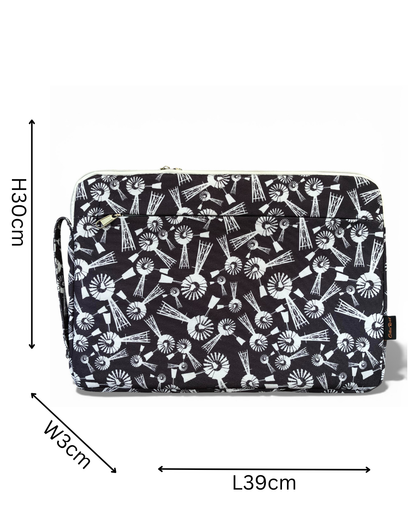 Cotton Road Laptop Bag in grey windmill canvas with grey trim and matching padded sleeve combo