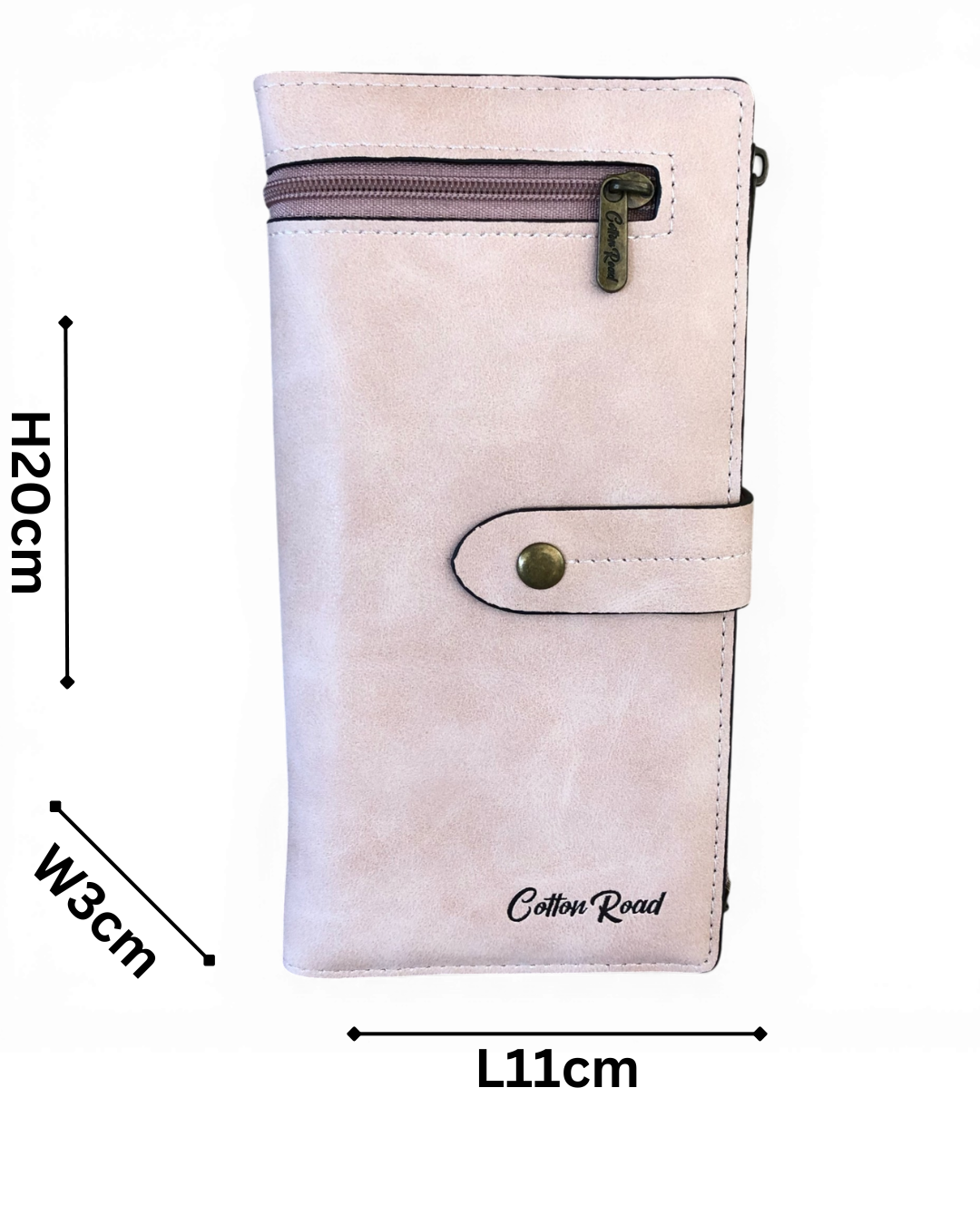 Cotton Road Wallet large pink PU leather with outside zip pocket and multiple compartments