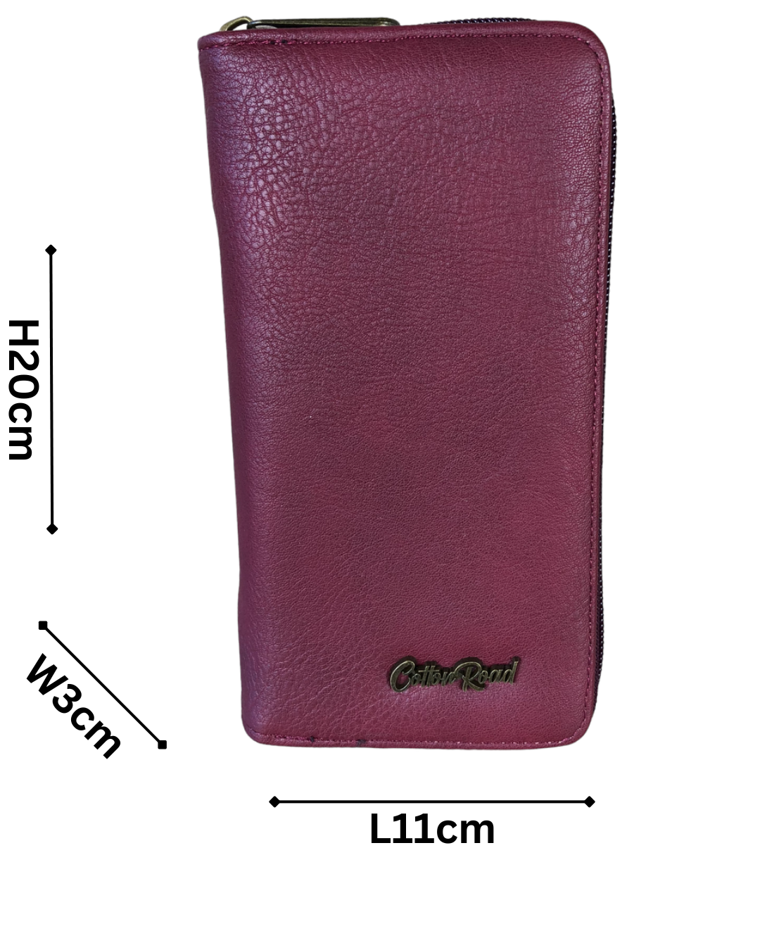 Maroon Cotton Road Card Holder in PU leather with zip-around closure and 27 card slots for organized storage