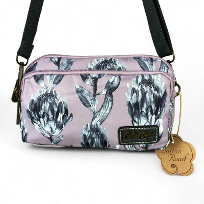 LILAC Cotton Road Canvas Mini Sling Bag with PROTEAS